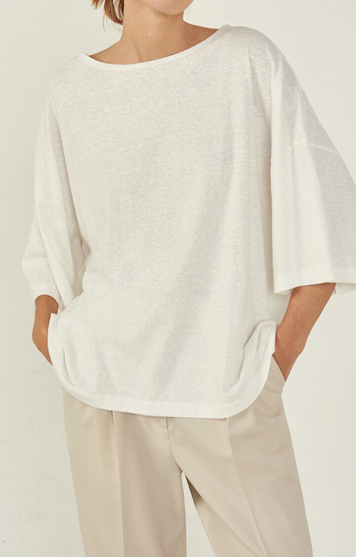 american vintage T-shirt femme Seyes - NACRE 21 Manches courtes Blanc - E23