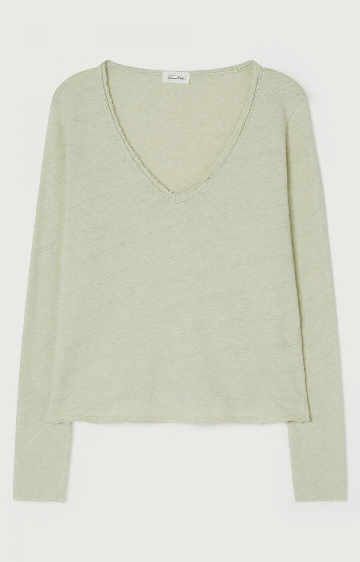 american vintage T-shirt femme Sonoma - AMANDE CLAIR CHINE Manches longues Vert - E22B
