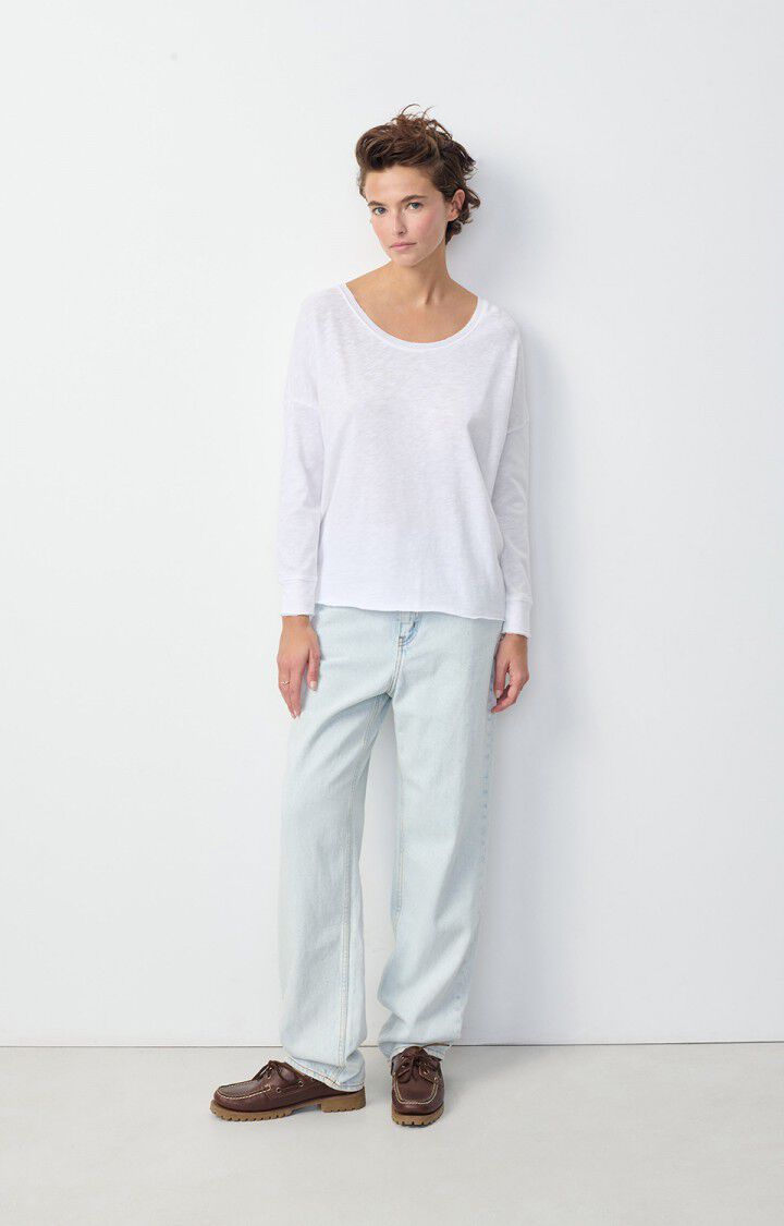 American Vintage T-shirt Femme Sonoma - BLANC 48 Manches Longues Blanc - E25