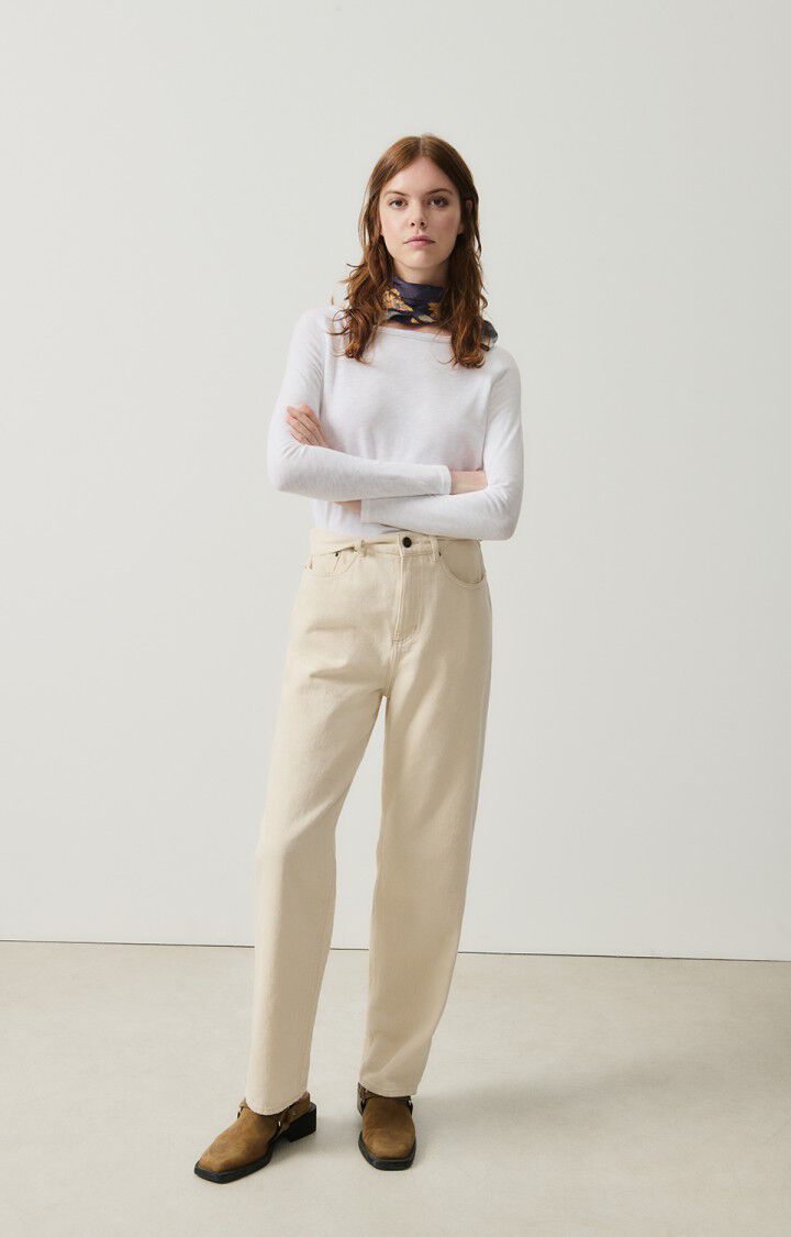 American Vintage T-shirt Femme Sonoma - BLANC 70 Manches Longues Blanc - E25