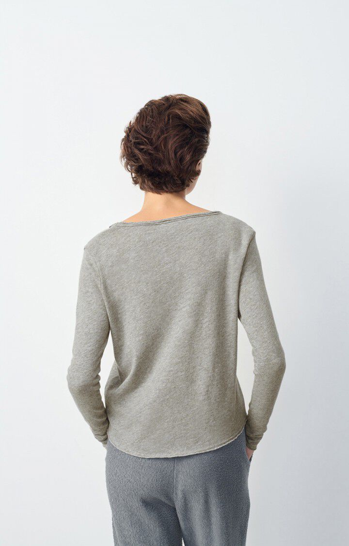 American Vintage T-shirt Femme Sonoma - GRIS CHINE 60 Manches Longues Gris - E25