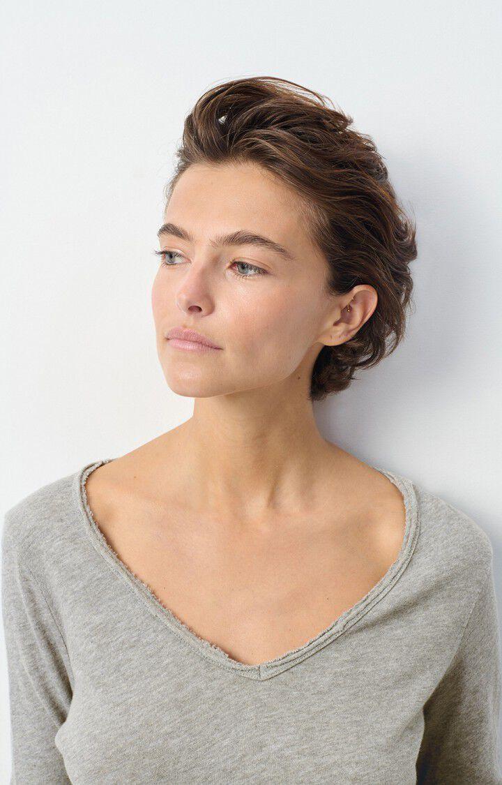 American Vintage T-shirt Femme Sonoma - GRIS CHINE 60 Manches Longues Gris - E25