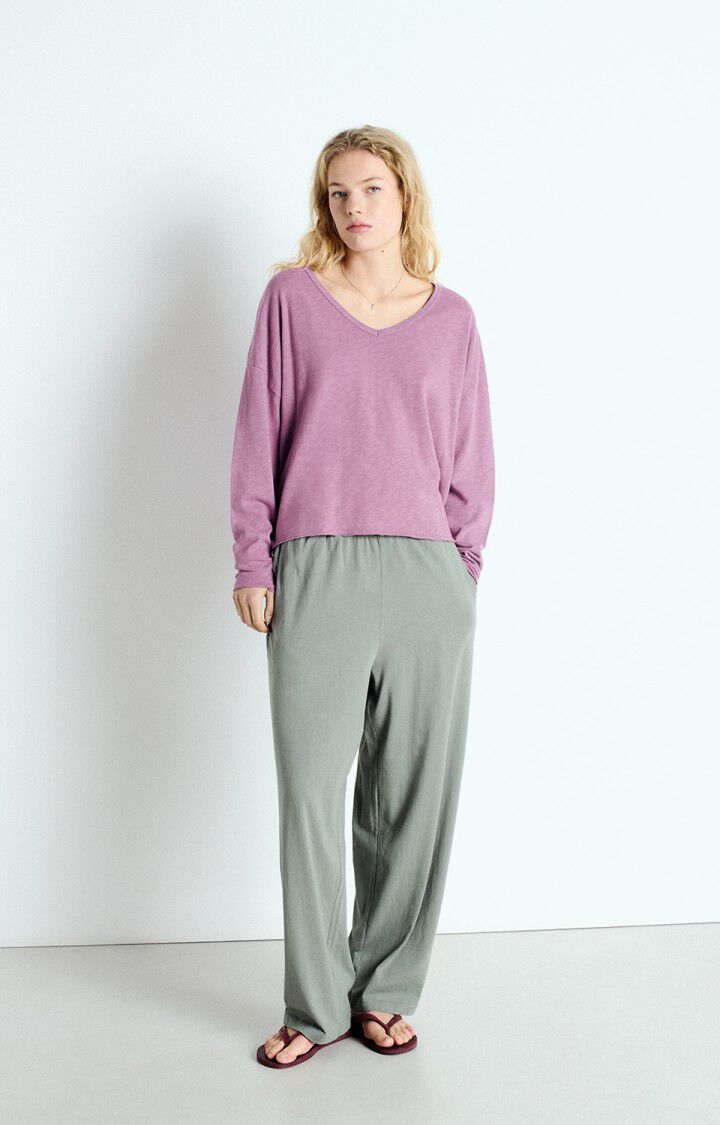 American Vintage T-shirt Femme Sonoma - LILAS VINTAGE 48 Manches Longues Violet - E25