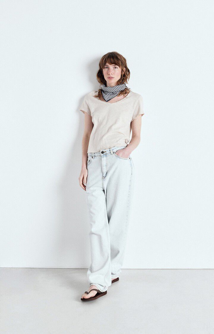 American Vintage T-shirt Femme Sonoma - MASTIC VINTAGE 14 Manches Courtes Beige - E25