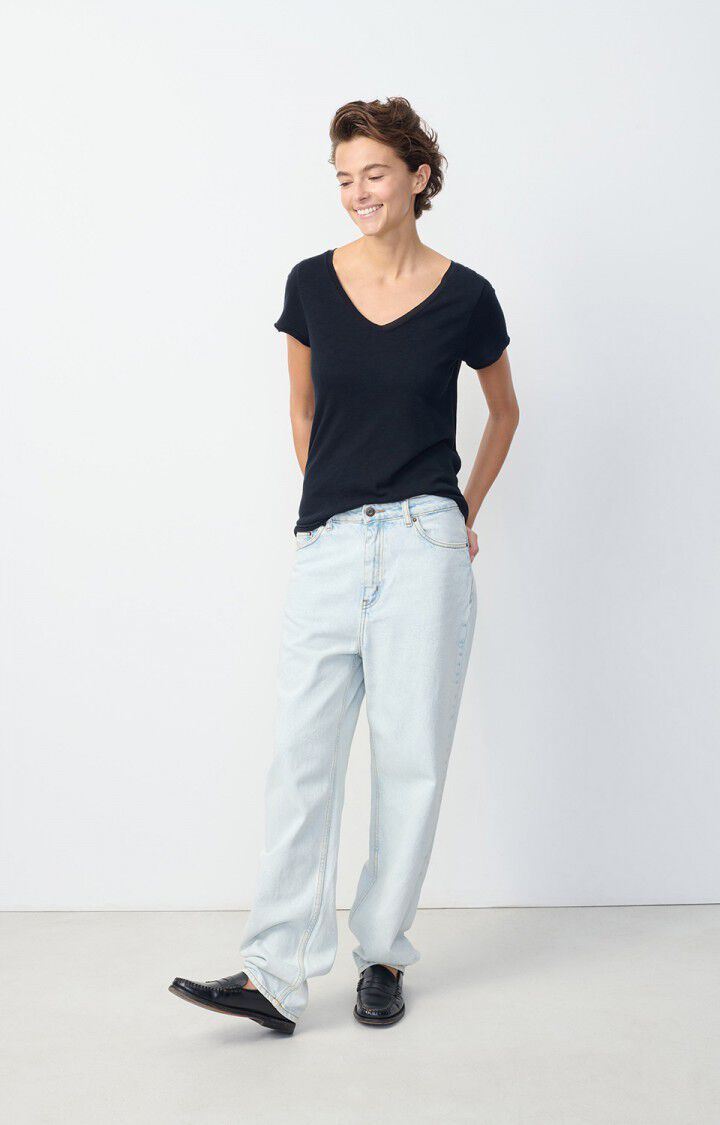 American Vintage T-shirt Femme Sonoma - NOIR 16 Manches Courtes Noir - E25