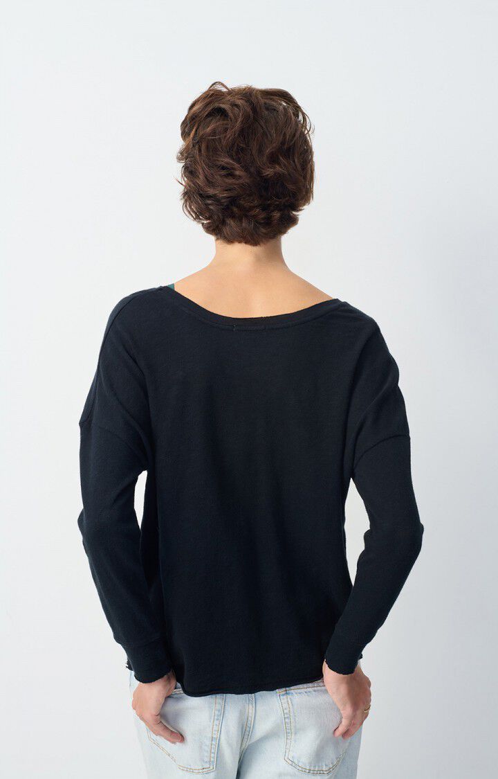 American Vintage T-shirt Femme Sonoma - NOIR 48 Manches Longues Noir - E25