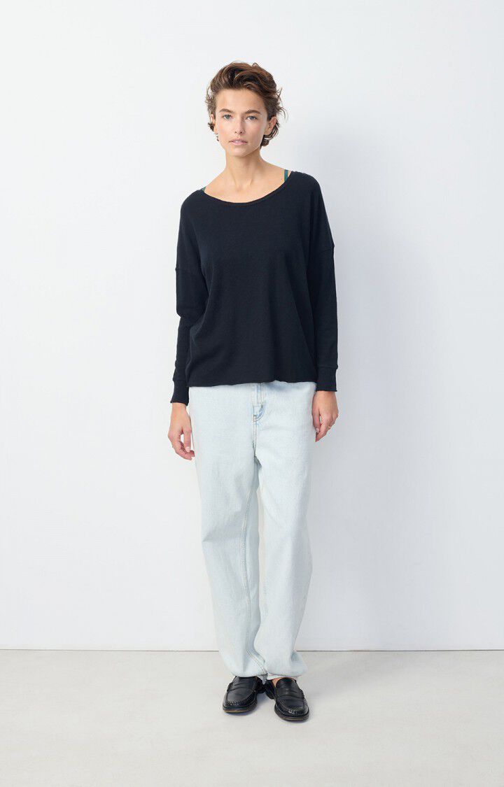 American Vintage T-shirt Femme Sonoma - NOIR 48 Manches Longues Noir - E25