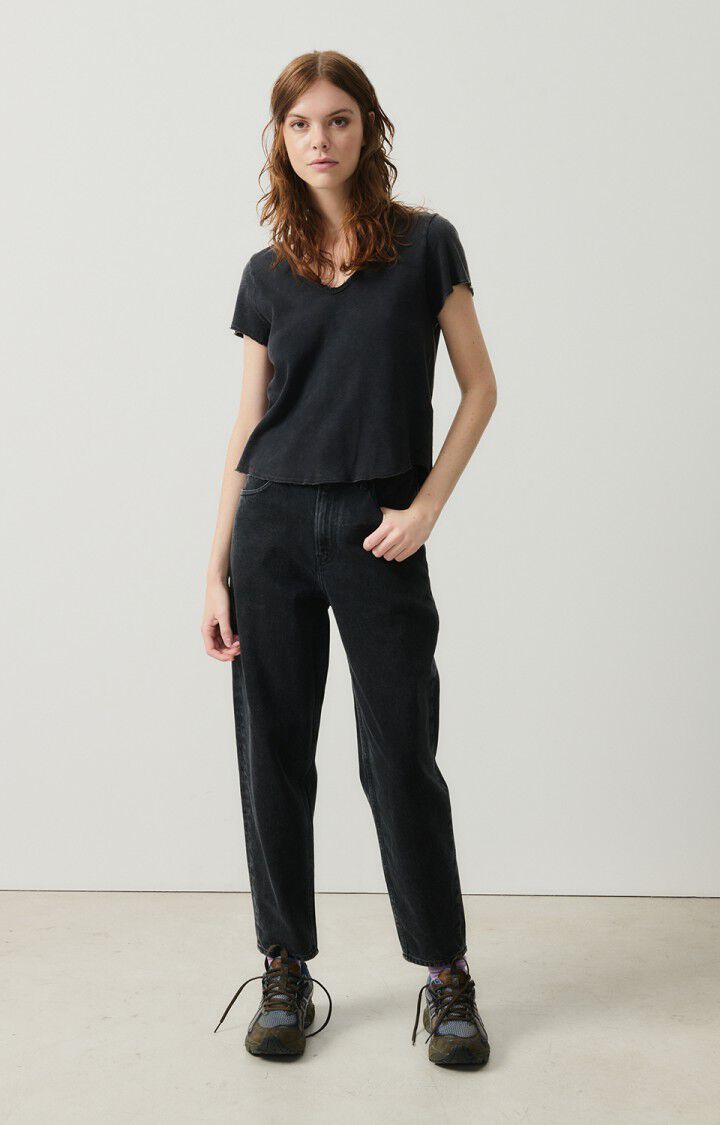 American Vintage T-shirt Femme Sonoma - NOIR VINTAGE 14 Manches Courtes Noir - E25