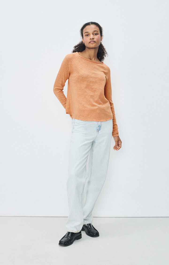 American Vintage T-shirt Femme Sonoma - NOISETIER VINTAGE 70 Manches Longues Marron - E25