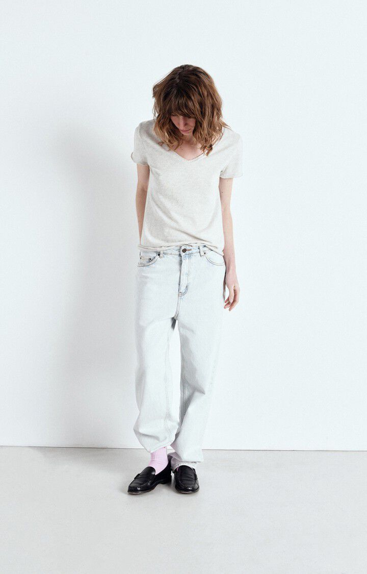 American Vintage T-shirt Femme Sonoma - POLAIRE CHINE 16 Manches Courtes Gris - E25