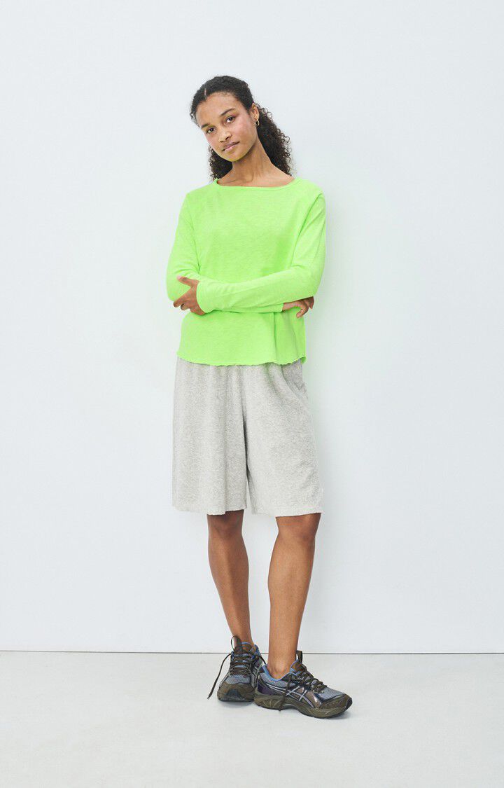 American Vintage T-shirt Femme Sonoma - POMME FLUO 70 Manches Longues Vert - E25