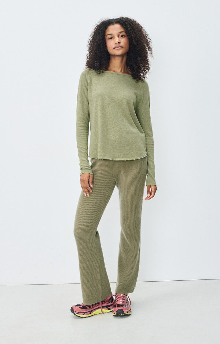 American Vintage T-shirt Femme Sonoma - RIVE VINTAGE 70 Manches Longues Vert - E25