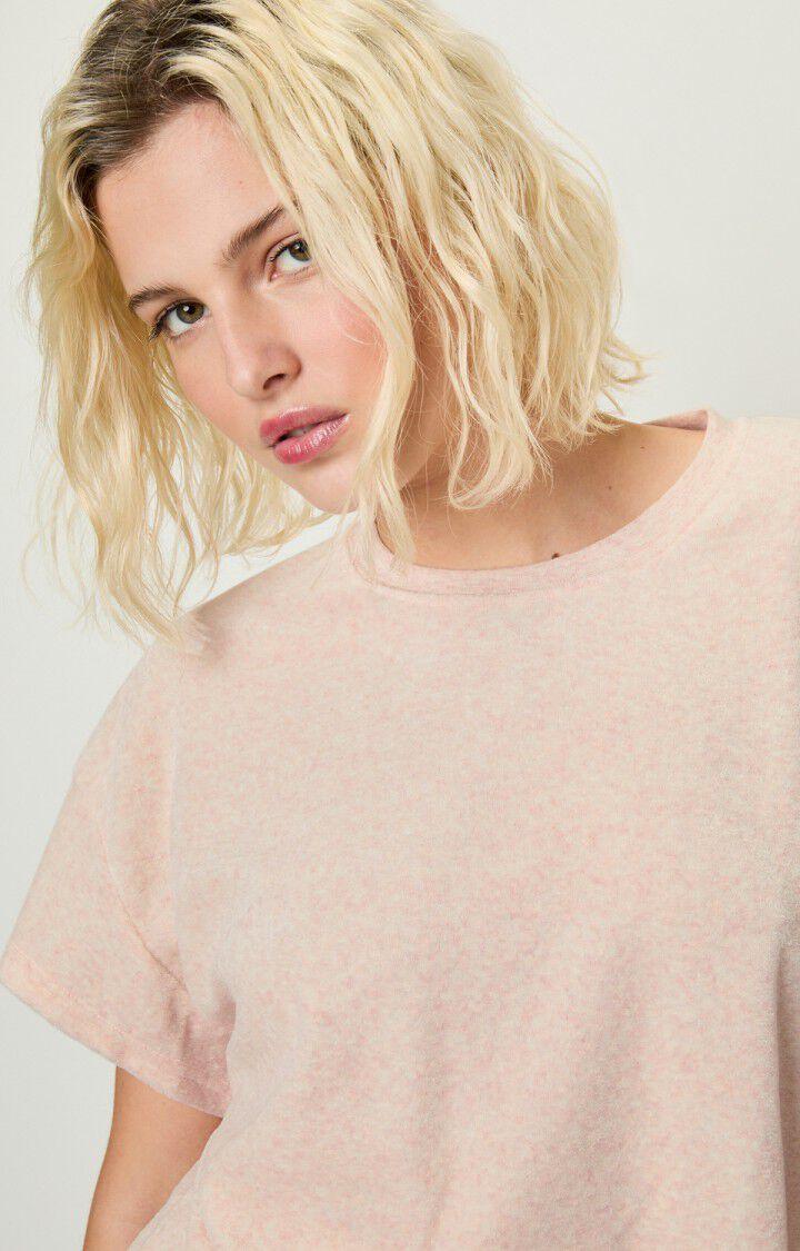 American Vintage T-shirt Femme Ukoz - BABY DOLL CHINE 11 Manches Courtes Rose - H23