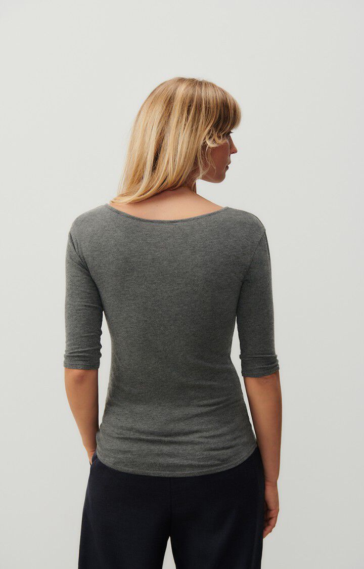 American Vintage T-shirt Femme Vediny - ANTHRACITE CHINE 37 Manches 7/8 Gris - E24