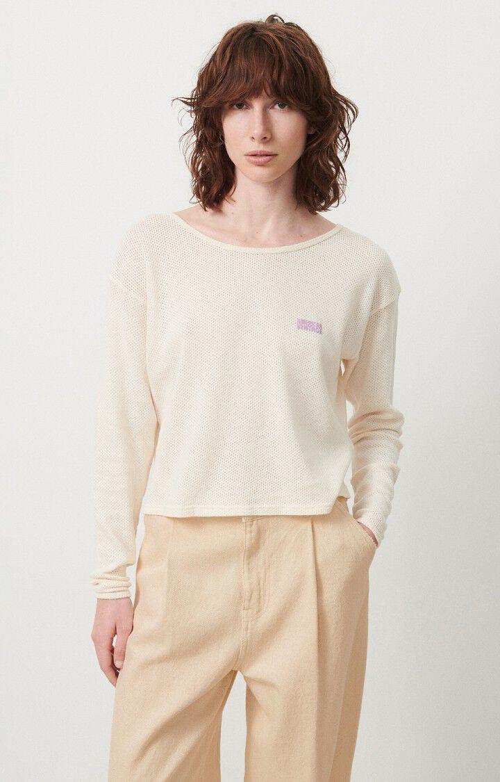 american vintage T-shirt femme Vifabeach - ECRU 54 Manches longues Beige - E24