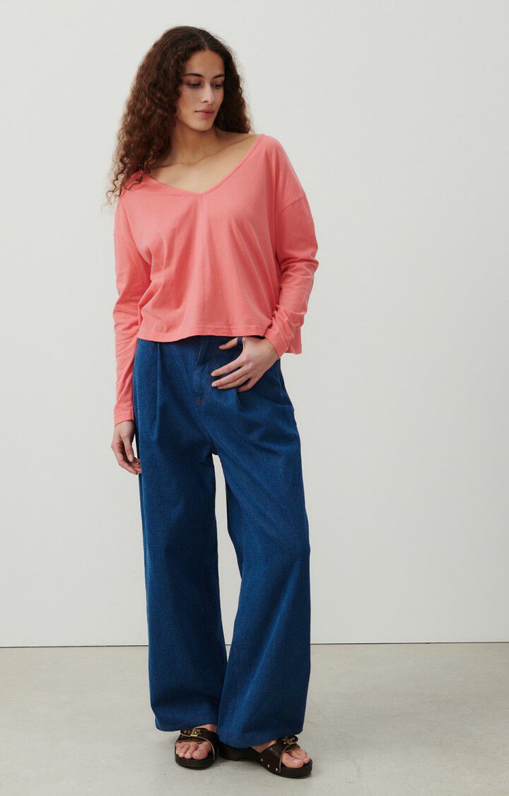 American Vintage T-shirt Femme Vupaville - CORAIL 53 Manches Longues Rose - E24