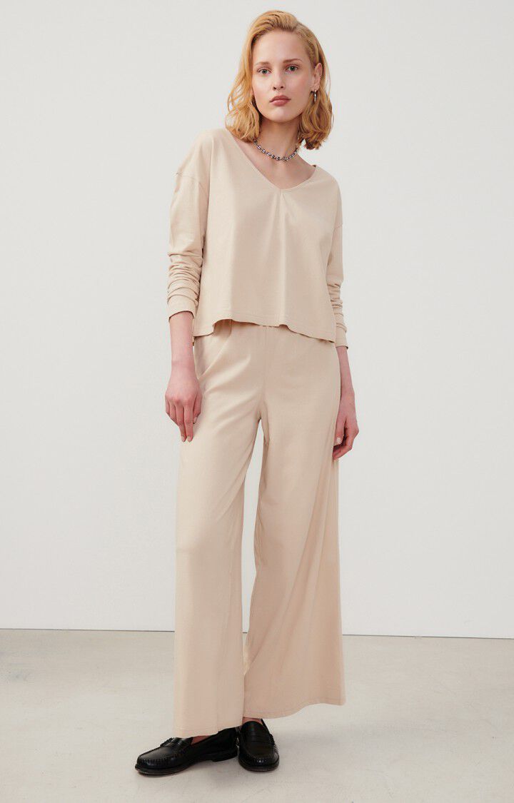 American Vintage T-shirt Femme Vupaville - DUNE 53 Manches Longues Beige - E24