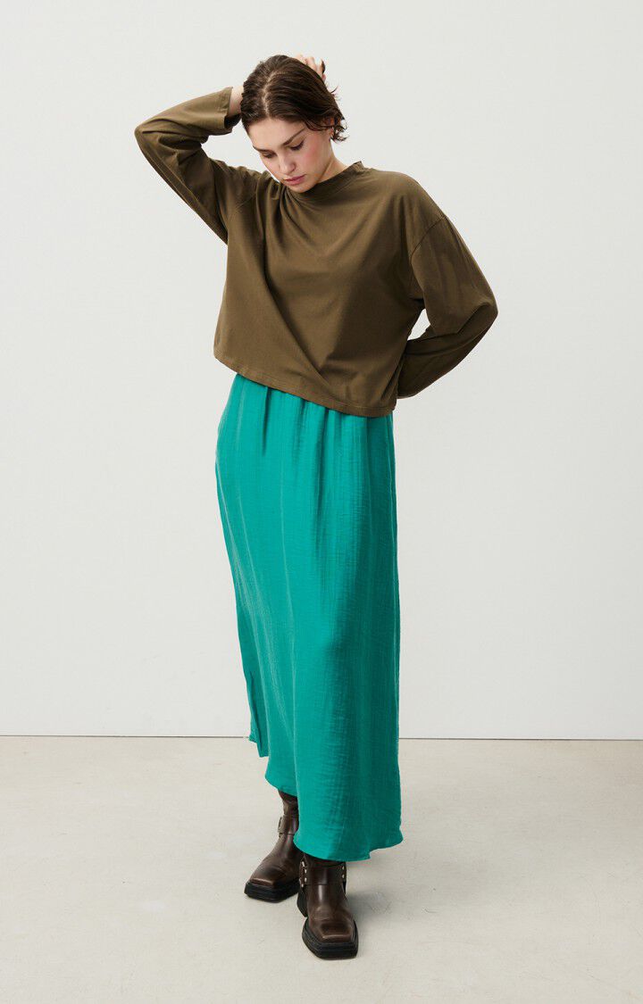 American Vintage T-shirt Femme Vupaville - LENTILLE 55 Manches Longues Vert - H24