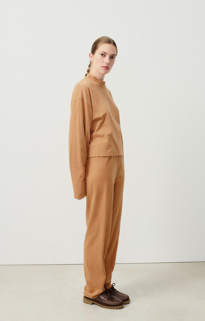 American Vintage T-shirt Femme Vupaville - NOISETIER 55 Manches Longues Marron - H24