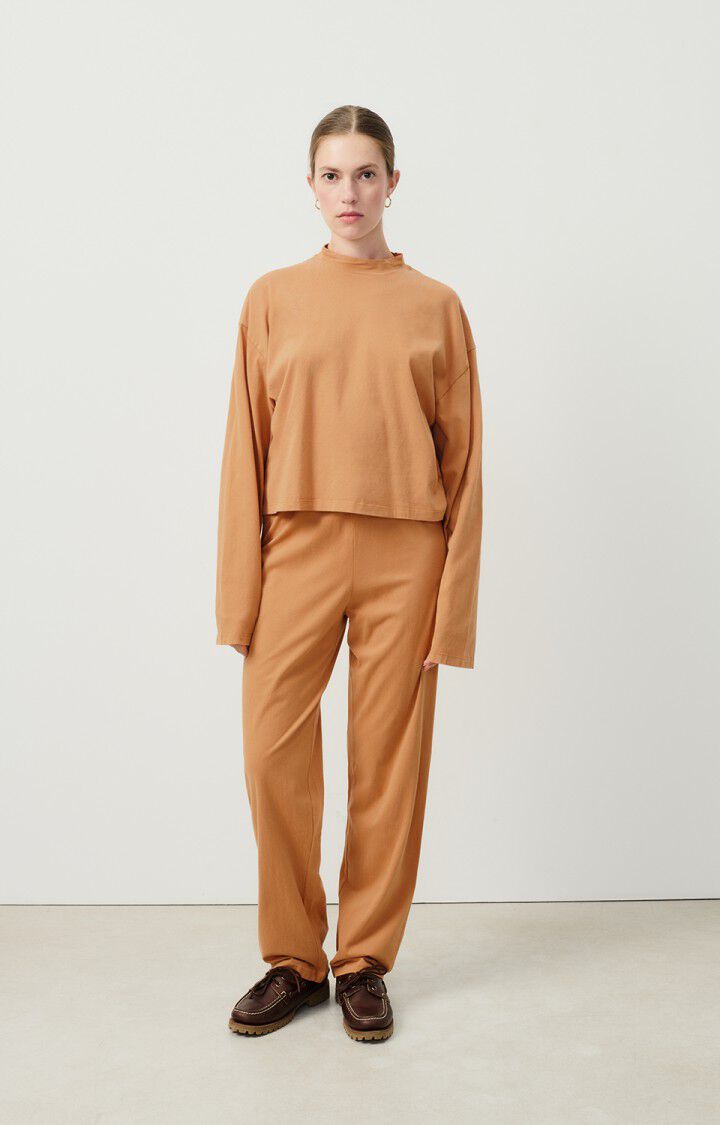 american vintage T-shirt femme Vupaville - NOISETIER 55 Manches longues Marron - H24