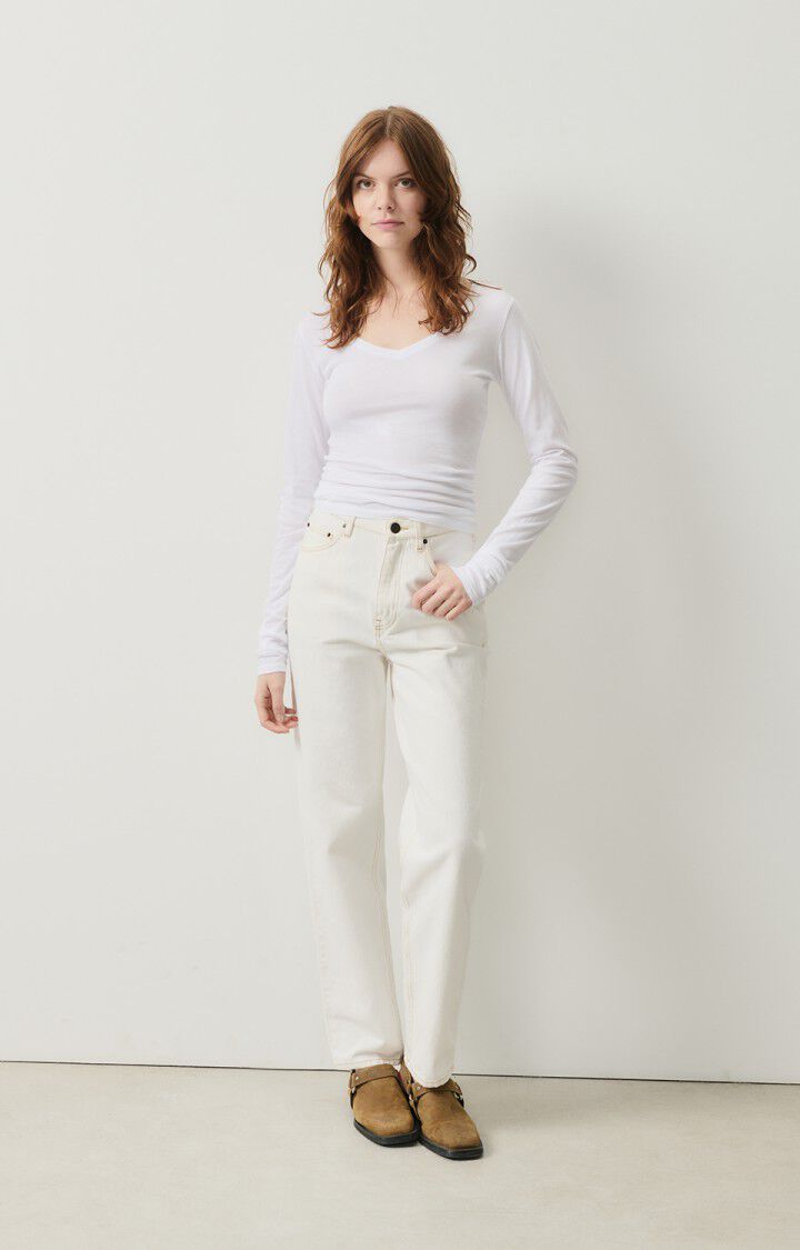 American Vintage T-shirt Femme Xoubow - BLANC 74 Manches Longues Blanc - H24