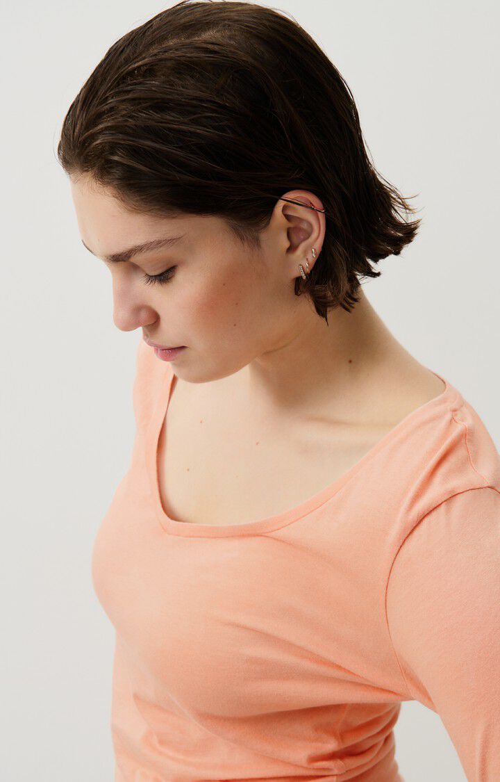 American Vintage T-shirt Femme Xoubow - FLAMANT ROSE 74 Manches Longues Rose - H24