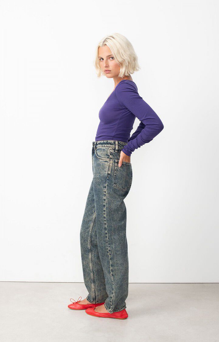 American Vintage T-shirt Femme Xoubow - GALACTIQUE 74 Manches Longues Violet - H24