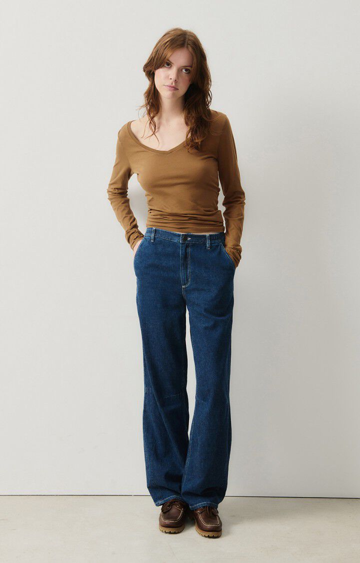 American Vintage T-shirt Femme Xoubow - MOKA 74 Manches Longues Marron - H24