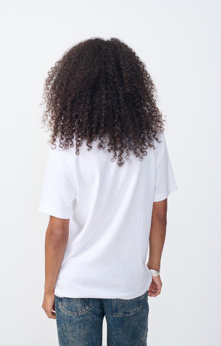 American Vintage T-shirt Femme Ykobow - BLANC PRINT FUCHSIA 22 Manches Courtes Blanc - H24