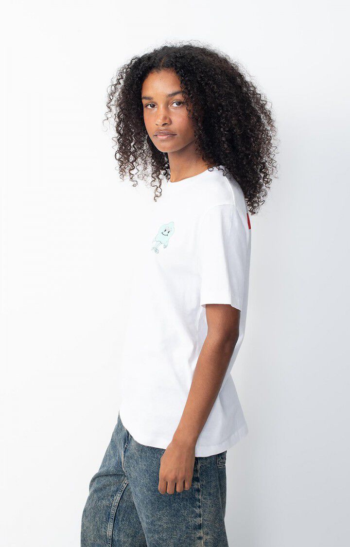 American Vintage T-shirt Femme Ykobow - BLANC PRINT VERT 22 Manches Courtes Blanc - H24