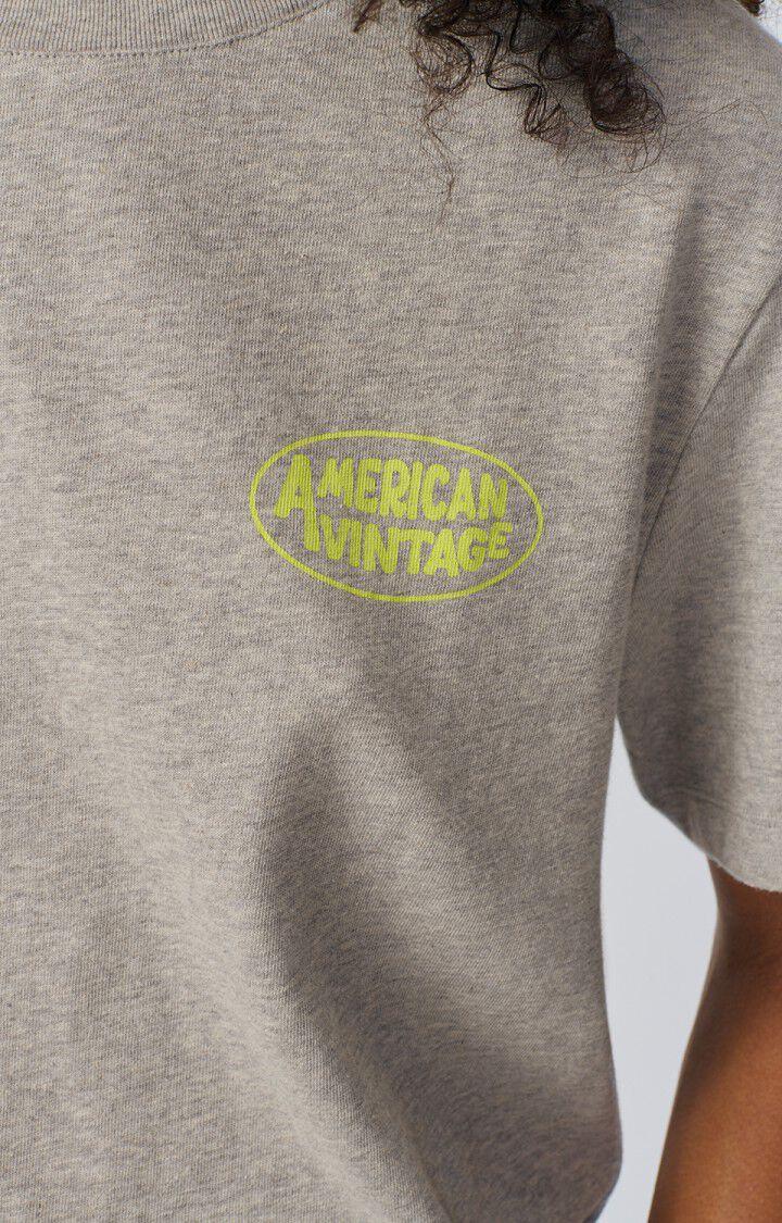 American Vintage T-shirt Femme Ykobow - GRIS CHINE PRINT JAUNE 22 Manches Courtes Gris - H24