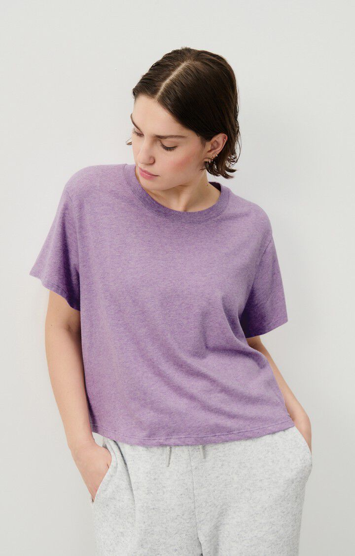 american vintage T-shirt femme Ypawood - AMETHYSTE CHINE 18 Manches courtes Violet - H24