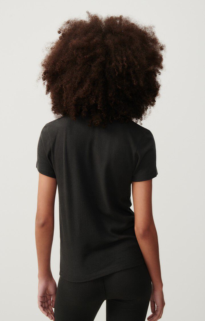 American Vintage T-shirt Femme Ypawood - CARBONE CHINE 16 Manches Courtes Noir - E25