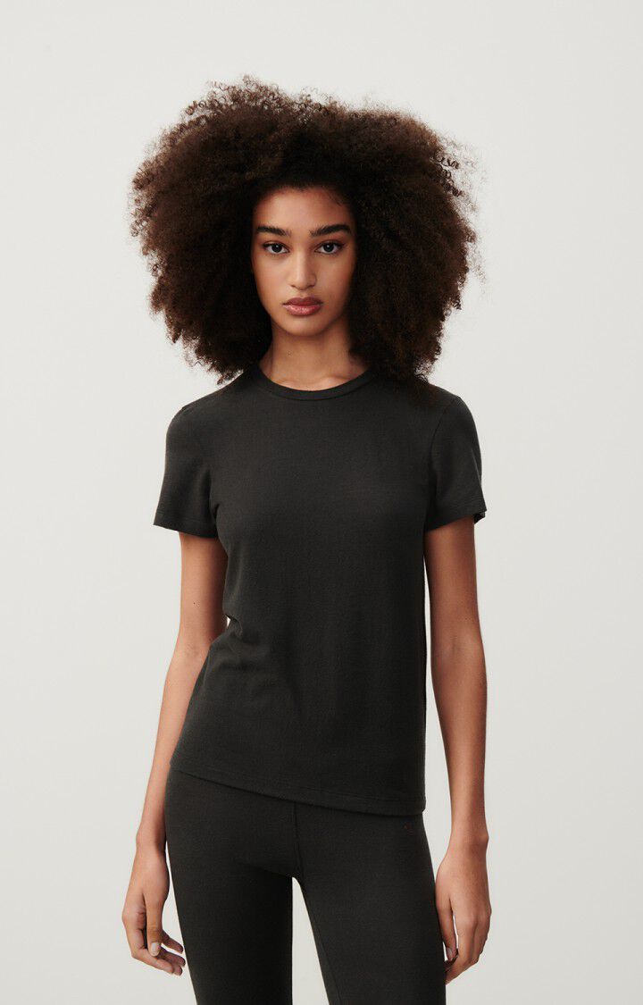american vintage T-shirt femme Ypawood - CARBONE CHINE 16 Manches courtes Noir - E25