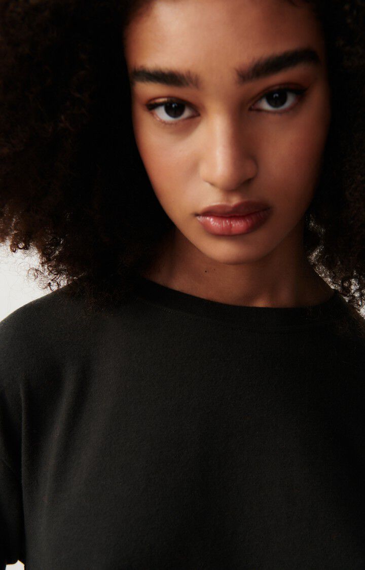 American Vintage T-shirt Femme Ypawood - CARBONE CHINE 55 Manches Longues Noir - E25