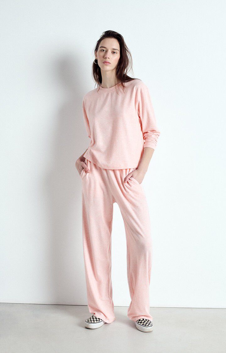 American Vintage T-shirt Femme Ypawood - GLACAGE CHINE 55 Manches Longues Rose - E25