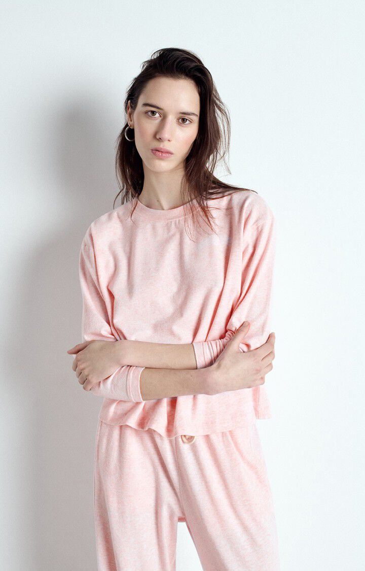 american vintage T-shirt femme Ypawood - GLACAGE CHINE 55 Manches longues Rose - E25