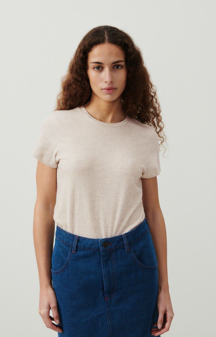 american vintage T-shirt femme Ypawood - GRIS CHINE 16 Manches courtes Gris - E25