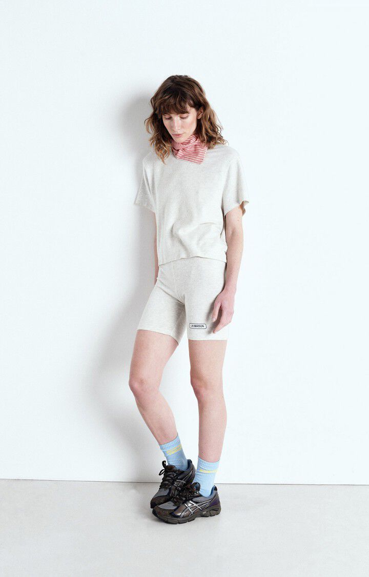 American Vintage T-shirt Femme Ypawood - GRIS CHINE 18 Manches Courtes Gris - E25