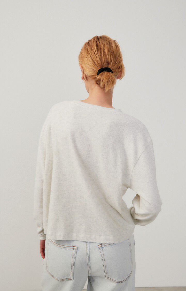 American Vintage T-shirt Femme Ypawood - GRIS CHINE 55 Manches Longues Gris - E25