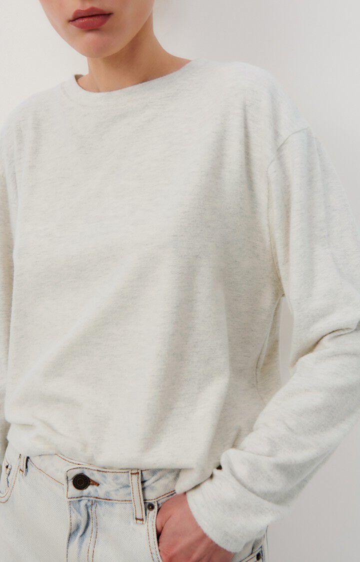 American Vintage T-shirt Femme Ypawood - GRIS CHINE 55 Manches Longues Gris - E25