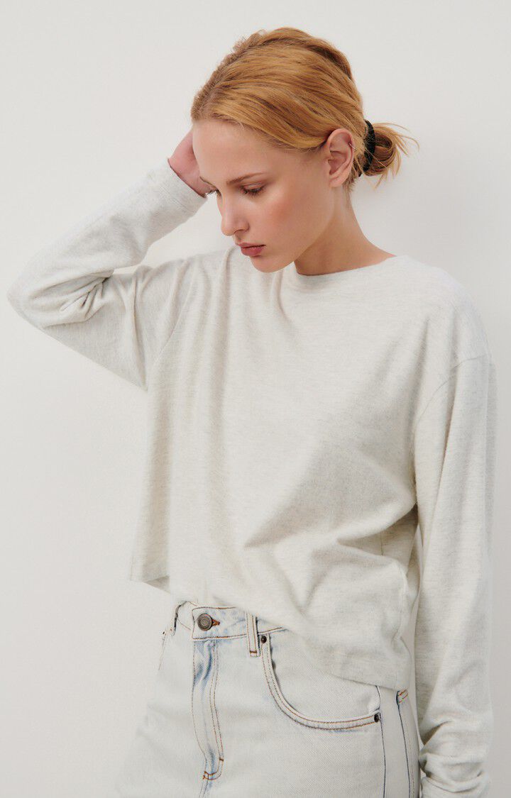 american vintage T-shirt femme Ypawood - GRIS CHINE 55 Manches longues Gris - E25