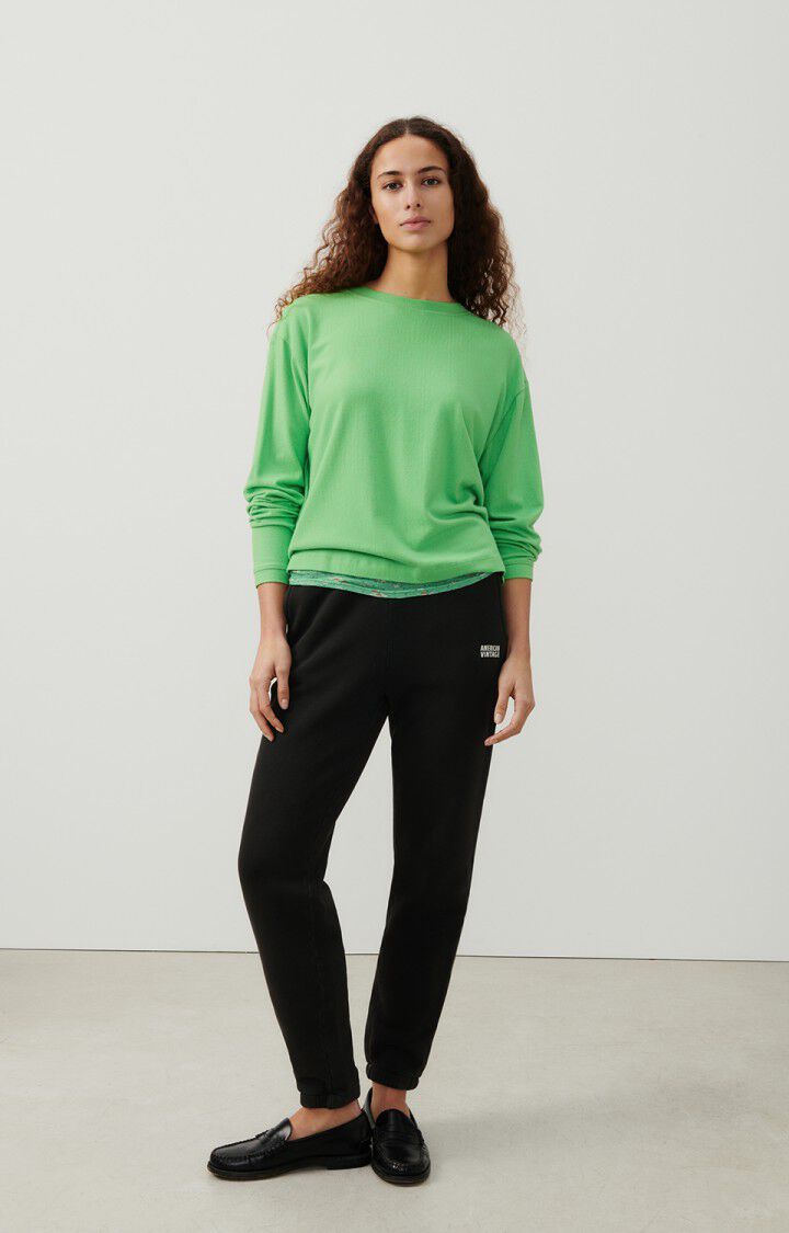 American Vintage T-shirt Femme Ypawood - PRE CHINE 55 Manches Longues Vert - E24