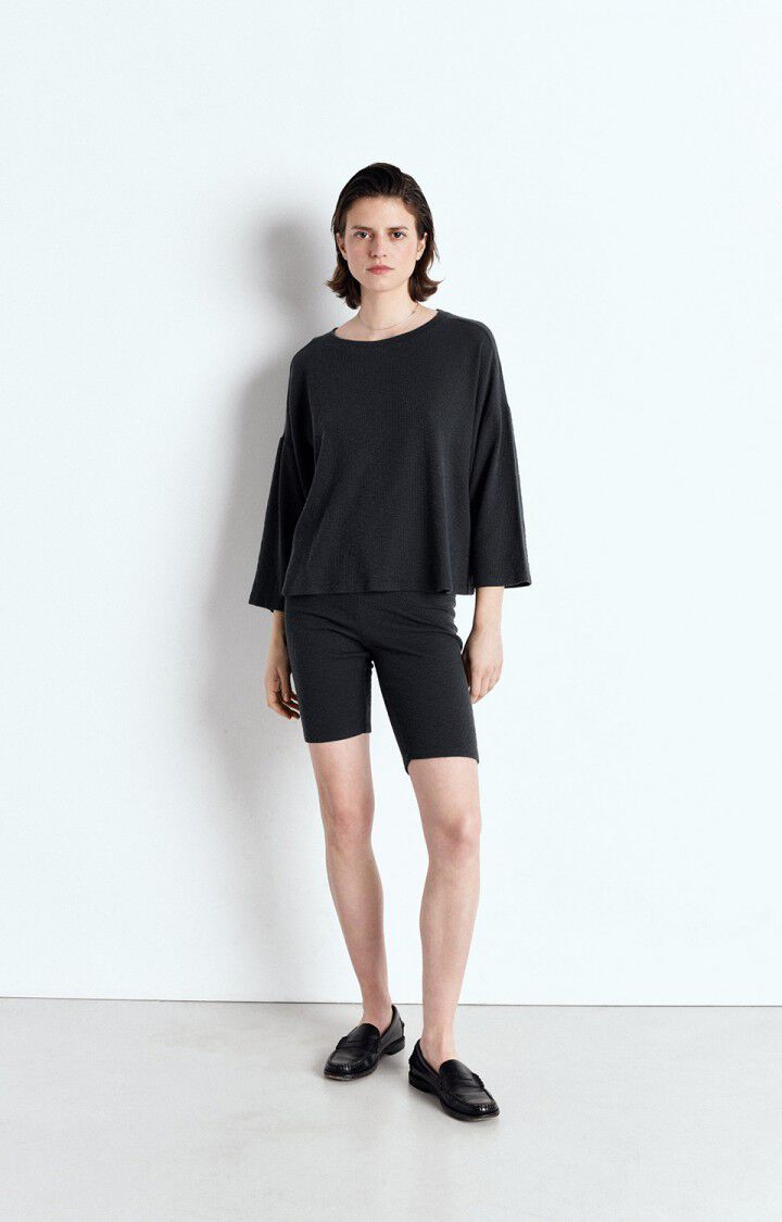 American Vintage T-shirt Femme Yruki - ARDOISE 34 Manches 7/8 Noir - E25