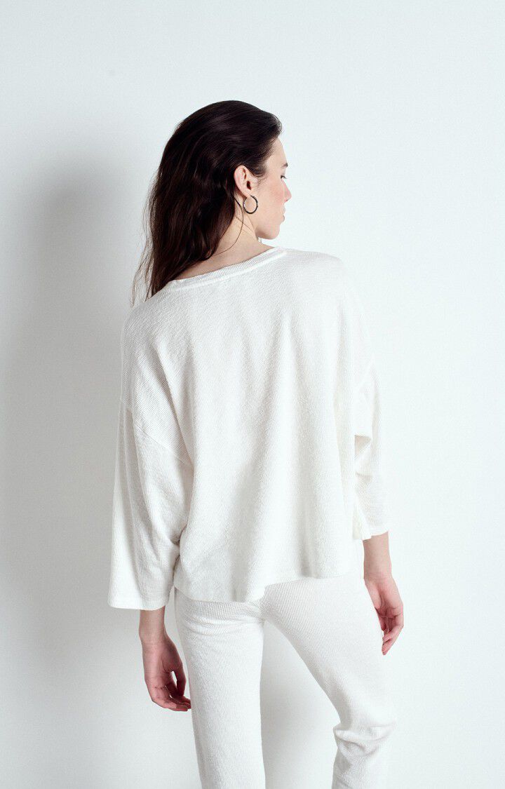 American Vintage T-shirt Femme Yruki - BLANC 34 Manches 7/8 Blanc - E25