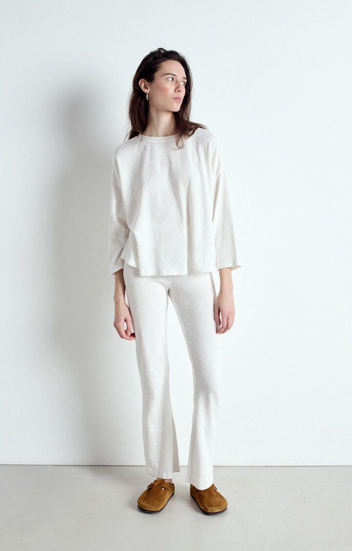 American Vintage T-shirt Femme Yruki - BLANC 34 Manches 7/8 Blanc - E25