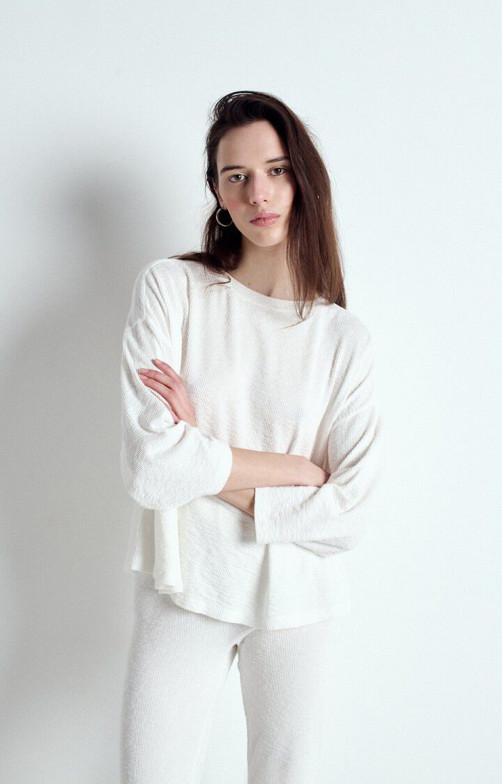 American Vintage T-shirt Femme Yruki - BLANC 34 Manches 7/8 Blanc - E25