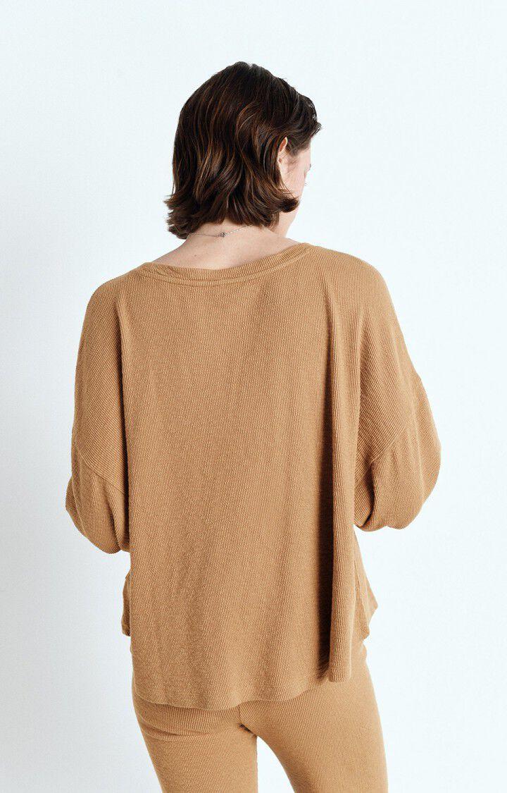 American Vintage T-shirt Femme Yruki - CAMEL 34 Manches 7/8 Marron - E25