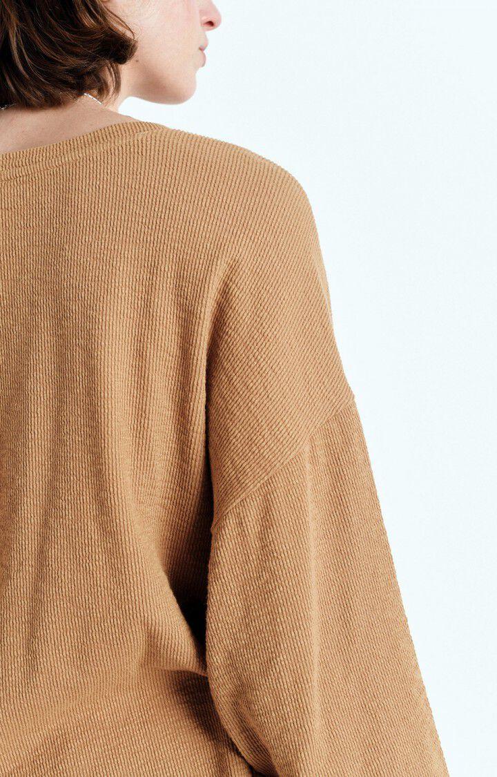 American Vintage T-shirt Femme Yruki - CAMEL 34 Manches 7/8 Marron - E25