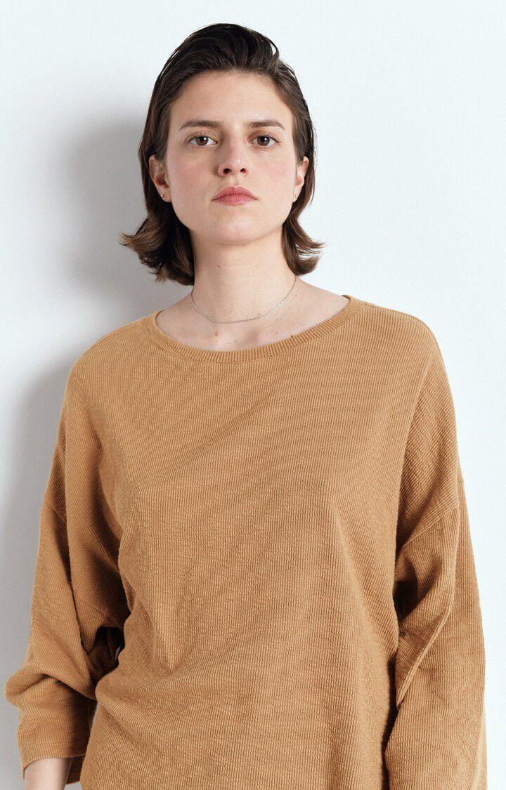american vintage T-shirt femme Yruki - CAMEL 34 Manches 7/8 Marron - E25